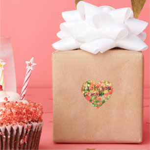 I LOVE YOU MOM, Floral Heart Sticker