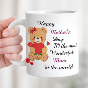 I Love You Mom Gift, Wonderful Mum Mother Gift Two-Tone Coffee Mug