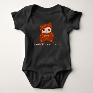 I love you Mom heart custom text MOM Baby Bodysut  Bodysuit