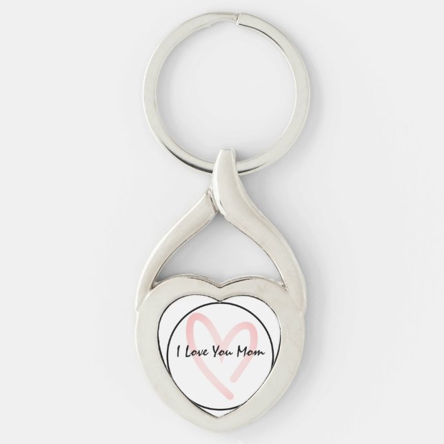 I Love You Mom Heart  Keychain (Front)