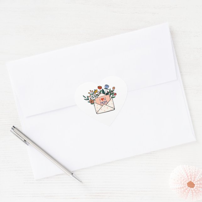 I love you mom heart sticker (Envelope)