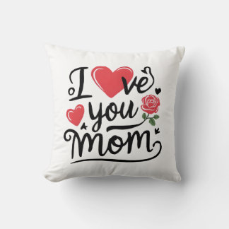 I Love You Mom Heartfelt Kids Design Throw Pillow