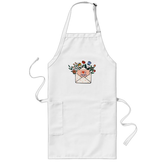 I love you mom long apron (Front)