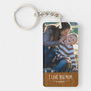 I love You Mom Modern Custom Photo Keychain