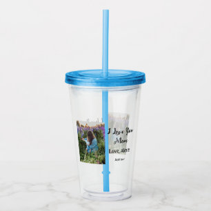 I love you mom mother's day elegant add photo text acrylic tumbler