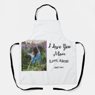 I love you mom mother's day elegant add photo text apron