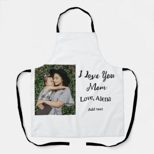 I love you mom mother's day elegant add photo text apron