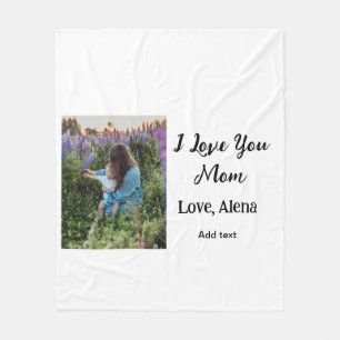 I love you mom mother's day elegant add photo text fleece blanket