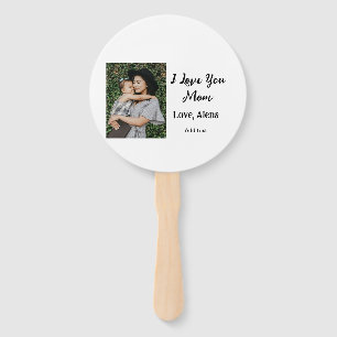 I love you mom mother's day elegant add photo text hand fan