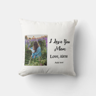 I love you mom mother's day elegant add photo text throw pillow