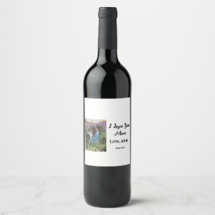 I love you mom mother's day elegant add photo text wine label
