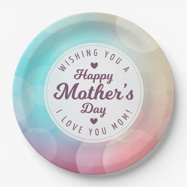I Love You Mom Mother's Day | Paper Plate (Front)