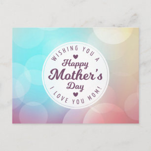 I Love You Mom Mother's Day   Postcard