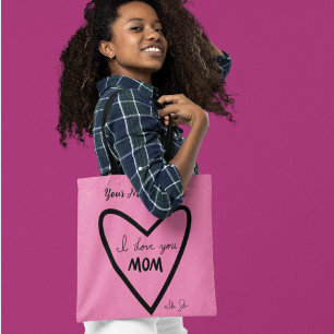I Love you MOM Personal Message Pink Tote Bag
