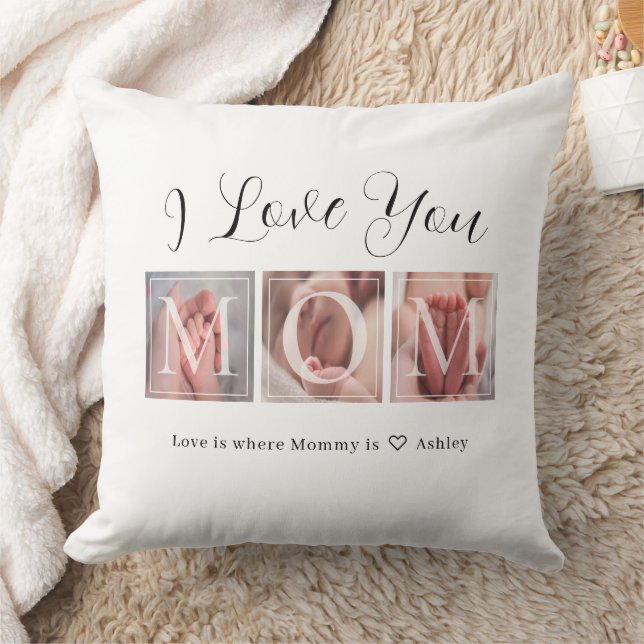 I Love You Mom Photo Gift Throw Pillow (Blanket)