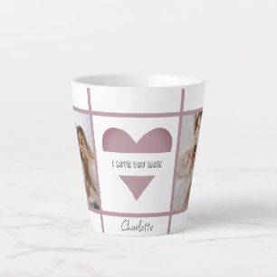 'I Love You Mom' Photos personnalisées Latte Mug