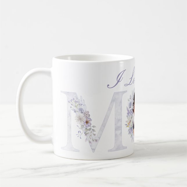 I Love You Mom Purple Flowered Coffee Mug (Left)