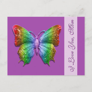I Love You Mom Rainbow Butterfly for Mother's Day Postcard