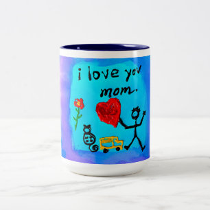 I Love You Mom Two-Tone Coffee Mug