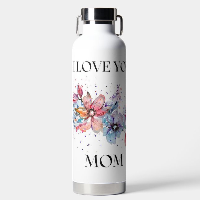 I Love You mom Water Bottle (Front)