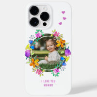 I LOVE YOU MOMMY Photo Colourful Floral Modern