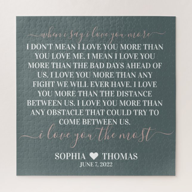 I love you more anniversary date gift Grandparents Jigsaw Puzzle (Vertical)