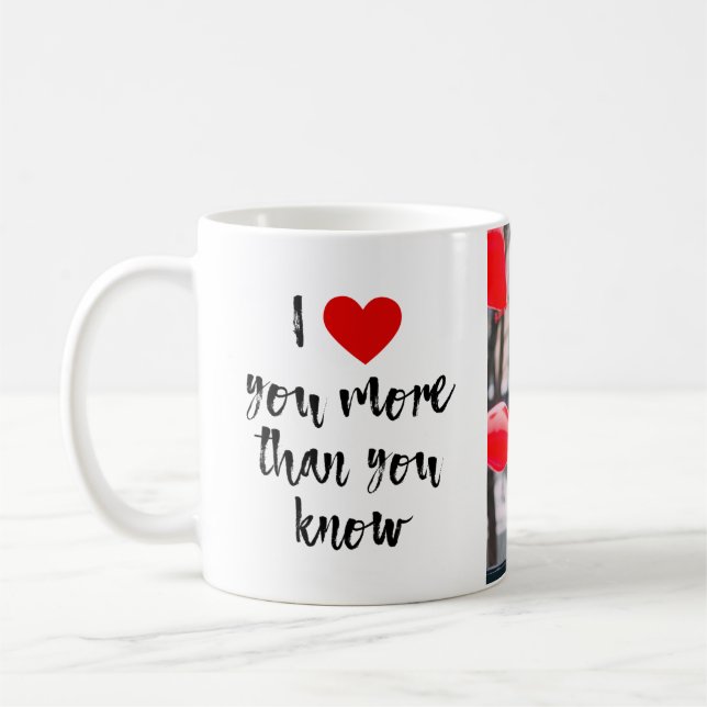 I Love You More Brushed Heart  Personalized Photo Coffee Mug (Left)