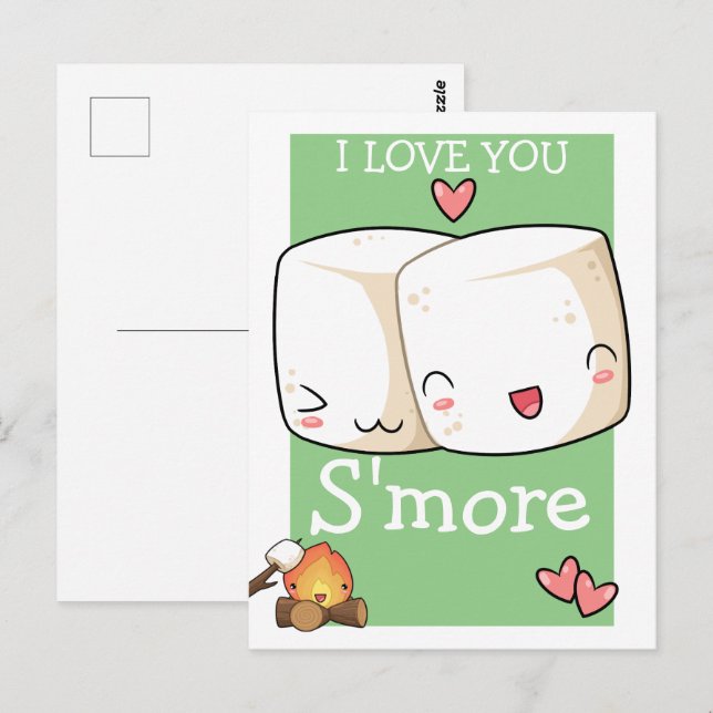 I Love You More Kawaii Marshmallow Postcard (Front/Back)