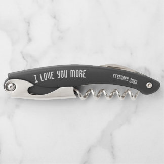I love You More | Monogram Date Black Corkscrew