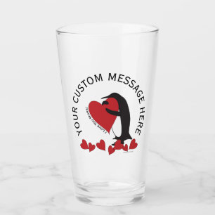 I Love You More! Penguin and Red Heart Glass