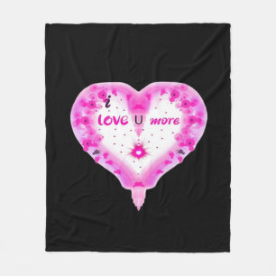 I Love You More Pink Heart Romantic  Fleece Blanket