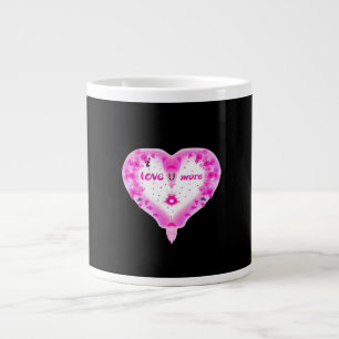 I Love You More Pink Heart Romantic  Large Coffee Mug