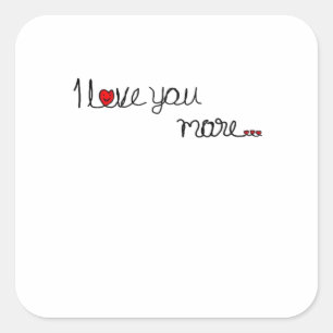 I Love You More Red Hearts Typography Design  Square Sticker