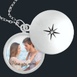 I Love You More - Romantic Couples Photo Locket<br><div class="desc">Beautiful sterling silver locket for your loved one,  which you can personalize with your favourite photo. The romantic wording reads "I love you more" and appears over your photo as a black text overlay in modern script typography. Please browse our store for similar products and alternative designs.</div>