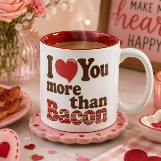 I Love You More Than Bacon Two-Tone Coffee Mug