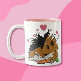 I Love You More Than Carrots Guinea Pig Valentine Two-Tone Coffee Mug