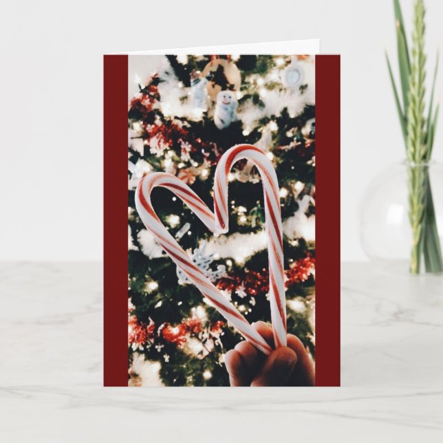 I "LOVE YOU" MORE THAN HEART SHAPED CANDY CANES HOLIDAY CARD (Front)