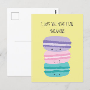 I Love you more than Macarons Kawaii Pastel Cute Postcard
