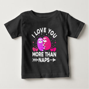 I Love You More Than Naps Pink and Purple Sloths Baby T-Shirt