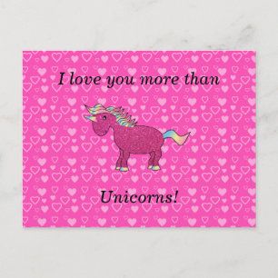 I love you more than unicorns postcard