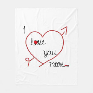 I Love You More With Big Heart Romantic Style  Fleece Blanket