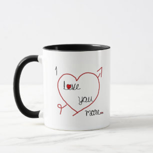 I Love You More With Big Heart Romantic Style  Mug