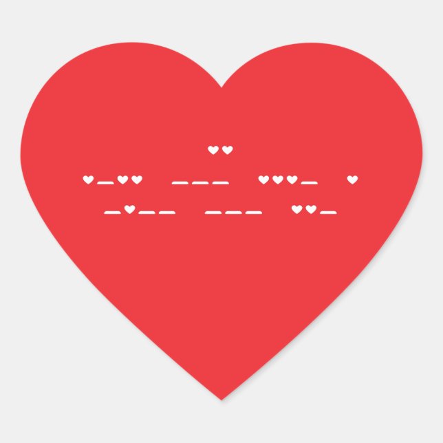 I Love You Morse Code Heart Sticker (Front)