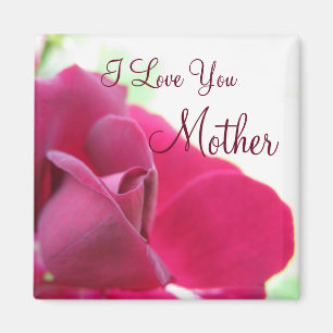 I Love You Mother Soft Pink Rose Mother's Day Magnet