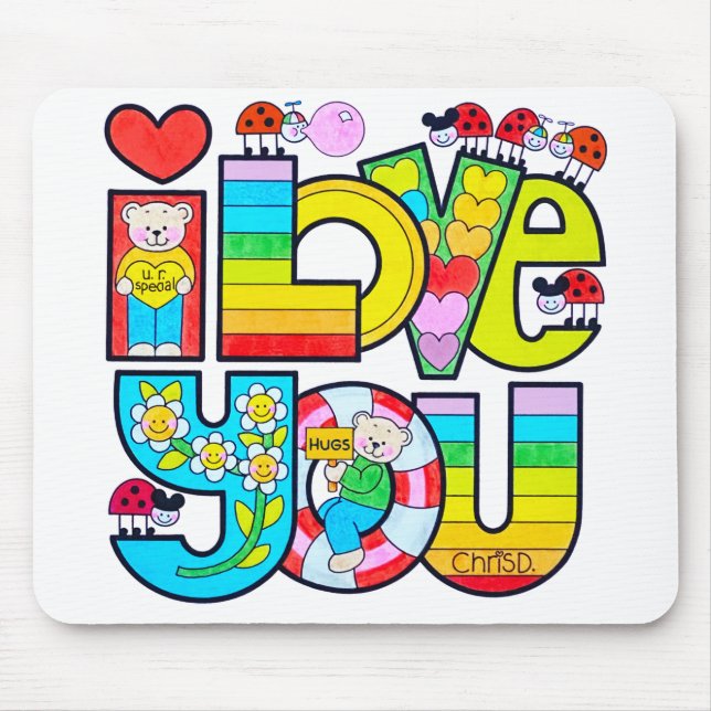 I Love You Mouse Pad (Front)
