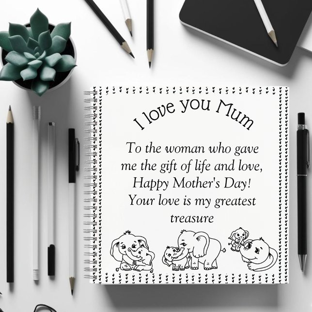 "I love you MUM" message Mother's Day personalized Notebook ("I love you MUM" message Mother's Day personalized Notebook)