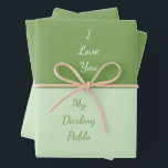 I Love You My Darling Wrapping Paper Sheet<br><div class="desc">I Love You My Darling, design by Dreaming Cocoon. Express your love in a gentle way and with subtle colours. Two different shades of pretty green sage colours with sweet and elegant script. Order yours today for Valentine's Day, Wedding, Birthday, Christmas and many more beautiful reasons. Easy personalized, just add...</div>