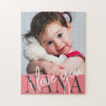 I love you Nana Photo Jigsaw Puzzle<br><div class="desc">Trendy modern photo puzzle for grandma. Design featuring single photo of a child and ''i love you nana'' script on a coral background. Perfect gift for grandmothers.</div>