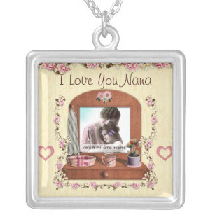I Love You Nana Silver Photo Necklace