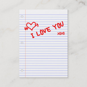 i love you : notebook paper business card